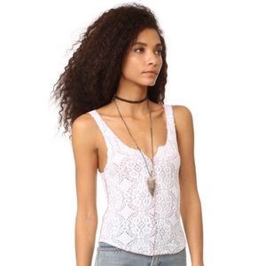 Free People White Lace Tank Top